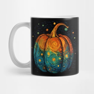 Pumpkin Halloween Van Gogh Starry Night Aesthetic Mug